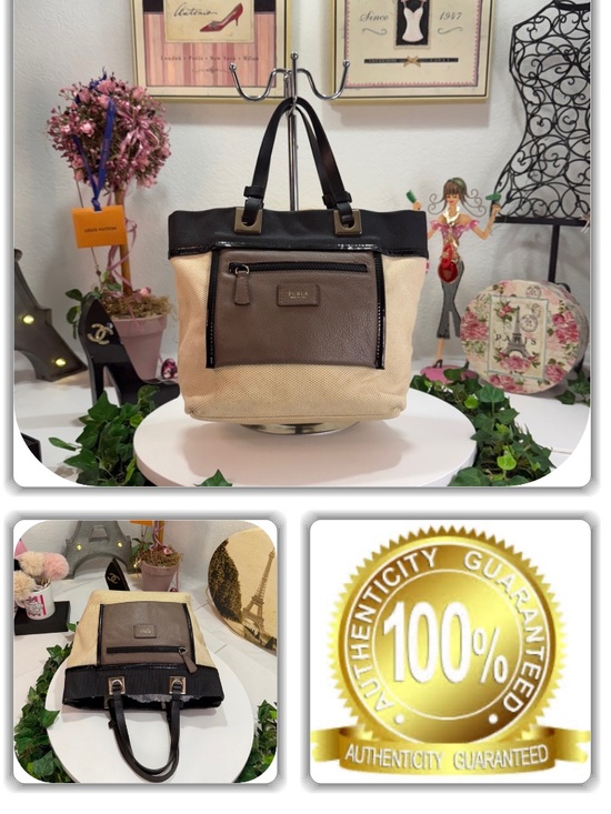 Furla Handbags - FURLA CREAM/BROWN/BLACK SMALL TOTE!